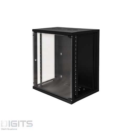 LK1918U66N ARMADIO RACK 19" 18 UNITA' DA MURO (A)900
(L)600 X PROFONDITA' 600 MM. COLORE NERO
PORTA VETRO