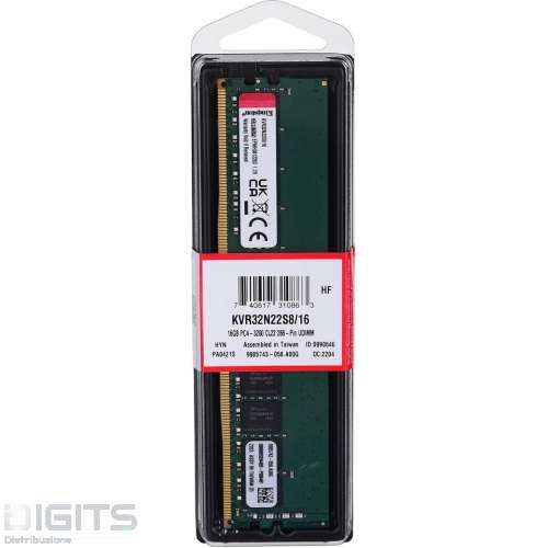 DIMM KINGSTON DDR4 16GB 3200MHZ KVR32N22S8/16