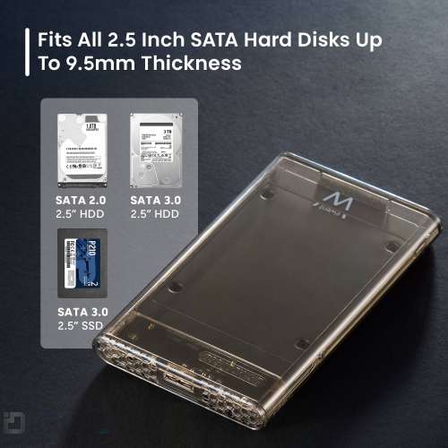 Box USB 3.2 Gen1 5Gbps per SSD/HDD SATA 2.5", cavi USB-A, nero EW7069