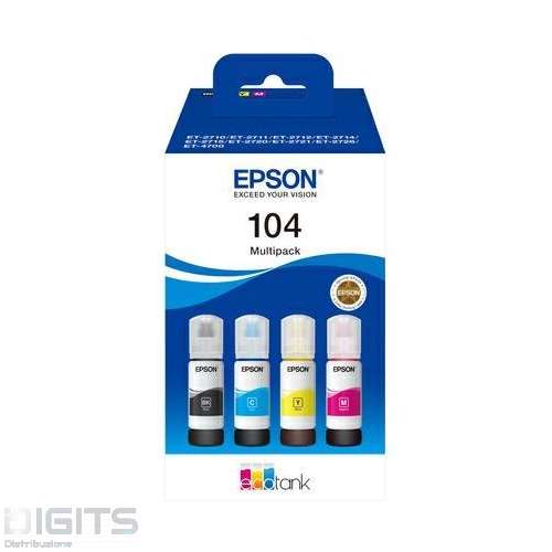 MULTIPACK ORIGINALE EPSON 104 ECOTANK 4 COLORI C13T00P640