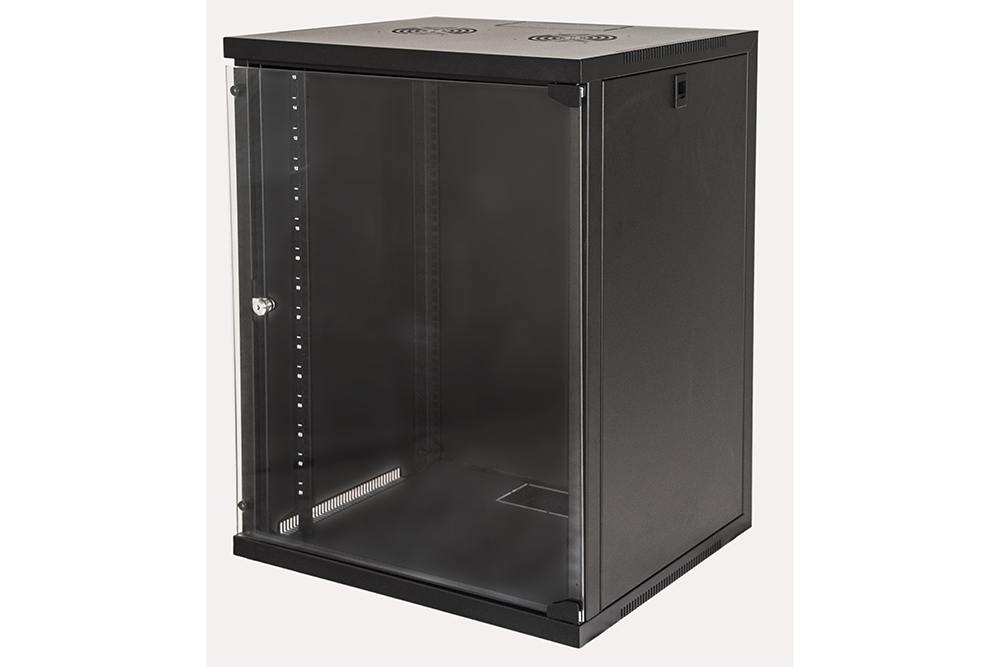 ARMADIO RACK 19" 15 UNITA' DA MURO PER RETI (A)750 X (L)540 X (P) 450 MM COLORE NERO PORTA VETRO