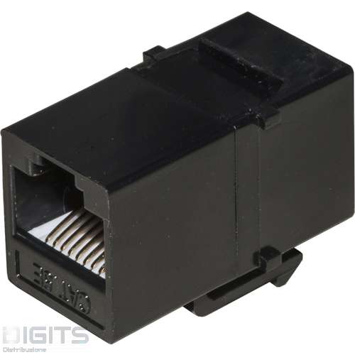 ADATTATORE PASSANTE 2X8 POLI RJ45 UTP NON SCHERMATO CAT.5E CON GANCI PER PANNELLI