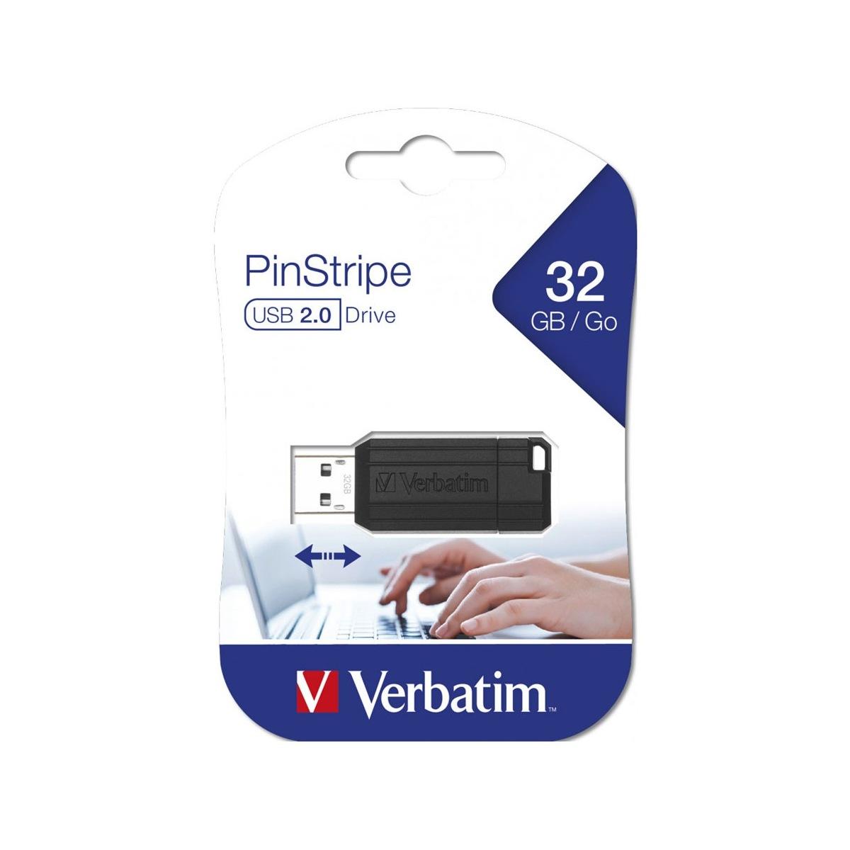 PEN DRIVE VERBATIM USB 32GB 2.0 NERO pinstripe