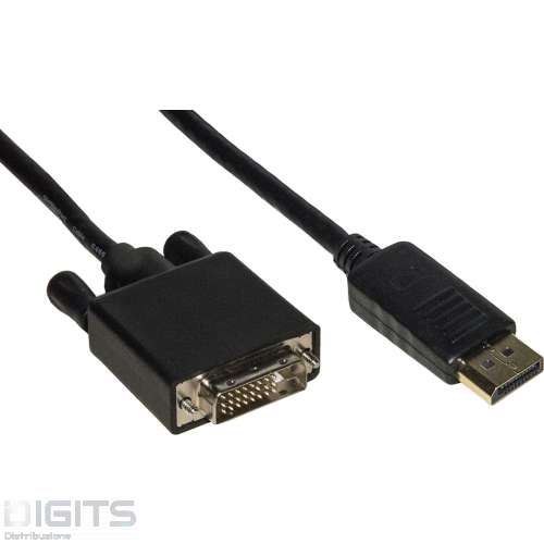 CAVO DISPLAYPORT MASCHIO - DVI MASCHIO CONTATTI DORATI MT. 1