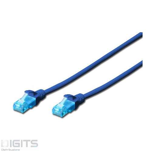 CAVO RETE UTP CAT. 5E NON SCHERMATO - LUNGHEZZA MT. 1 - COLORE BLU