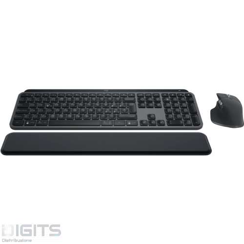 Logitech MX Keys S Combo - Tastiera e Mouse Wireless con Palm Rest,
illuminazione personalizzabile, Scorrimento veloce, Bluetooth, USB C,
Windows/Linux/Chrome/Mac, Grigio