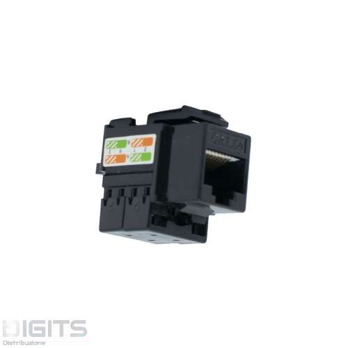 PRESA RETE KEYSTONE JACK RJ45 CATEGORIA 5E UTP COLORE NERO 180&Acirc;&deg; CONTATTI DORATI 50 MICRON
