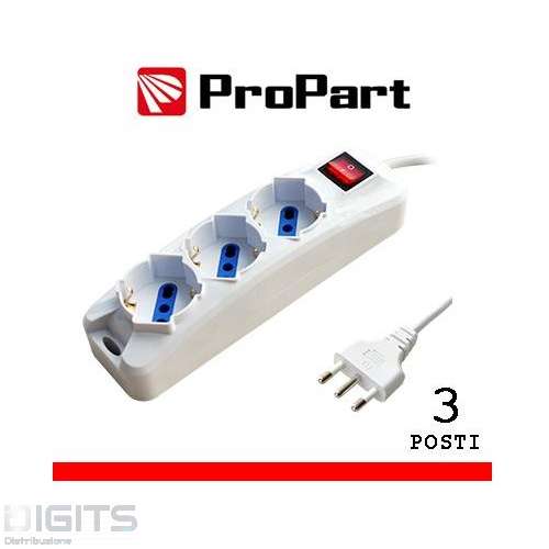 Multipresa 3pos bipasso/schuko spina16A +interr cavo 3M