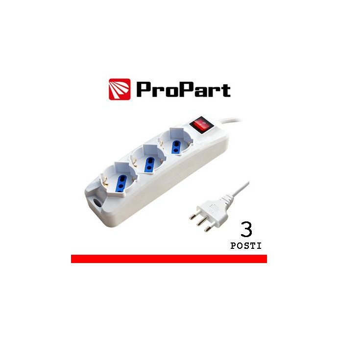 Multipresa 3pos bipasso/schuko spina16A +interr cavo 3M