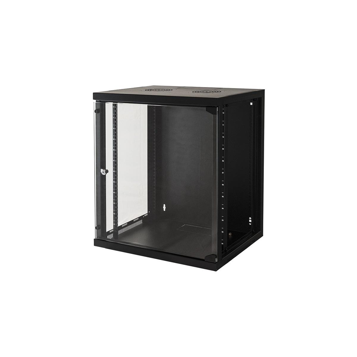 ARMADIO RACK 19" 12 UNITA' DA MURO PER RETI
(A)620 X (L)540 X (P) 450 MM COLORE NERO PORTA
VETRO