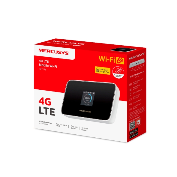 MERCUSYS ROUTER MOBILE 4G LTE MT115 HOTSPOT PORTATILE WIRELESS TYPE-C CON DISPLAY