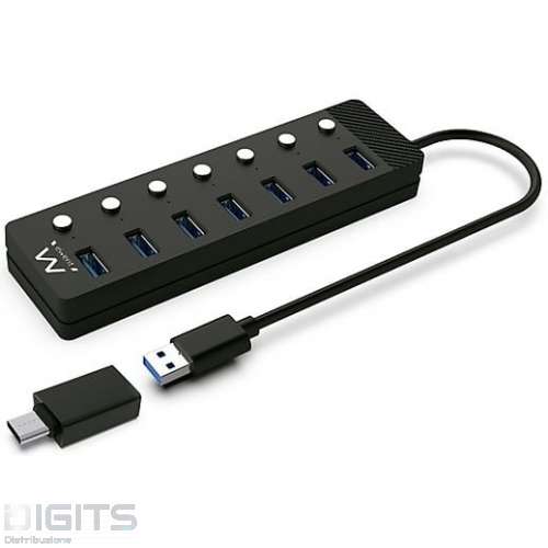 Hub USB-A-C 7 porte,switch ON/OFF