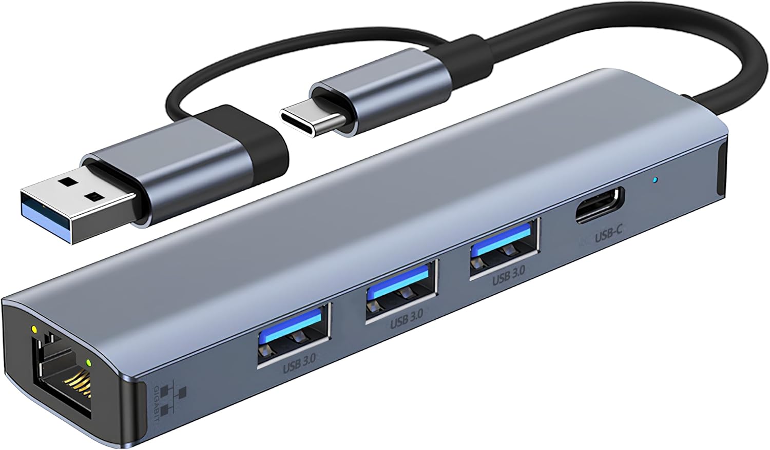 HUB USB-C +A 3.2 Gen1 3 porte + LAN Gigabit