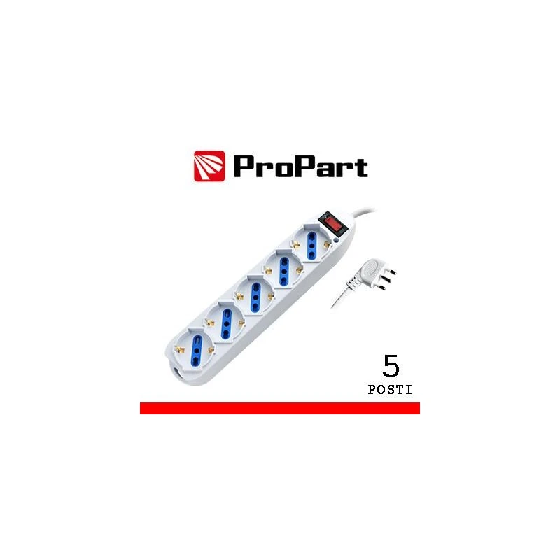 Multipresa 5 posti bipasso/schuko spina10A + interruttore