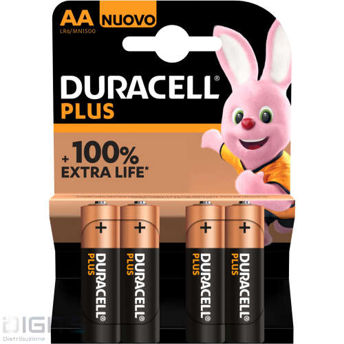 Batteria Duracell Stilo Aa Pluspower 100% Blister 4 Pezzi