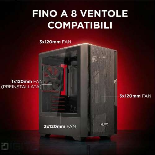 Case M-Atx Gigan Bk200 Nero 0,45Mmspcc 2*U3 3*Fan Front Mesh E Side Glass