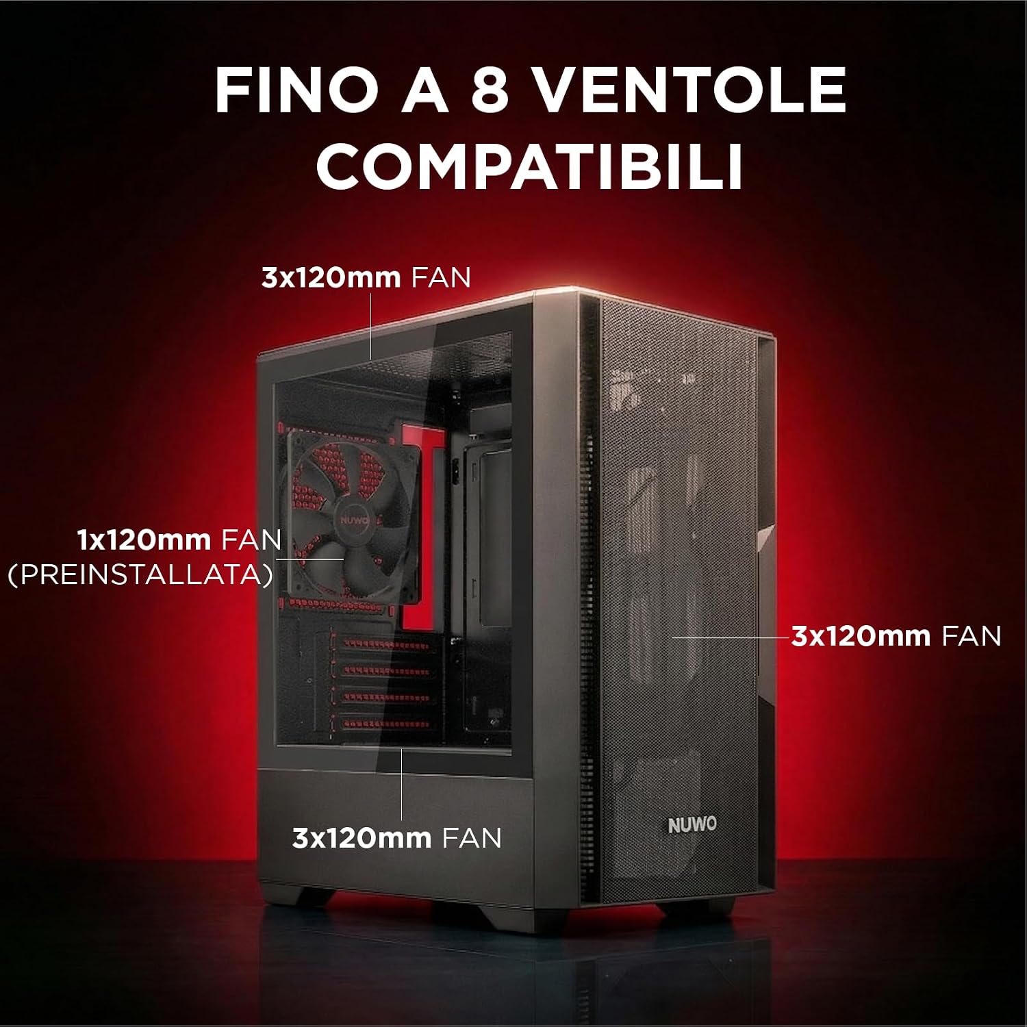 Case M-Atx Gigan Bk200 Nero 0,45Mmspcc 2*U3 3*Fan Front Mesh E Side Glass