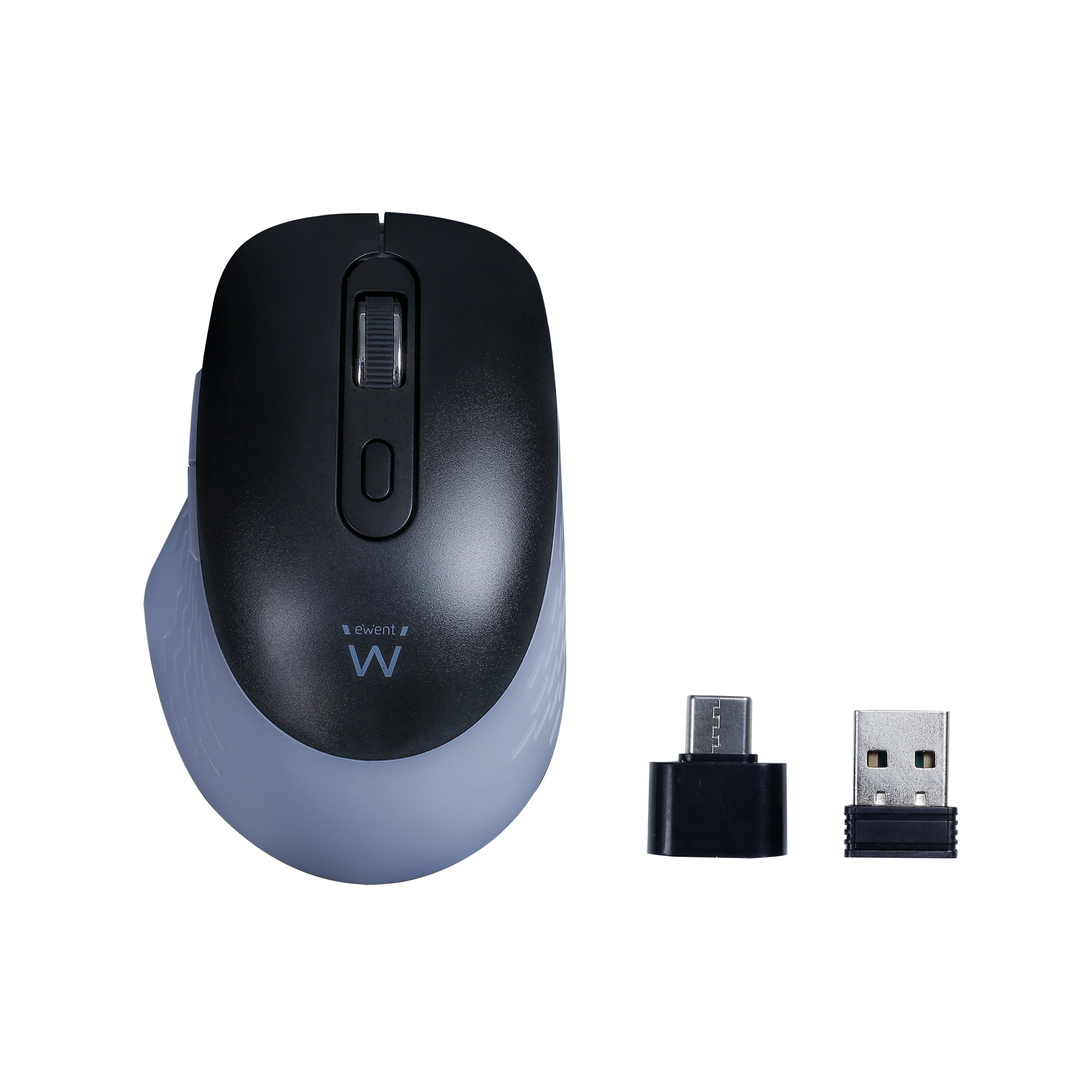 Mouse Ottico Wireless 3 Mode 800 1600 2400 3200Dpi 6D Silent Adattatore Type-C Antracite Nero