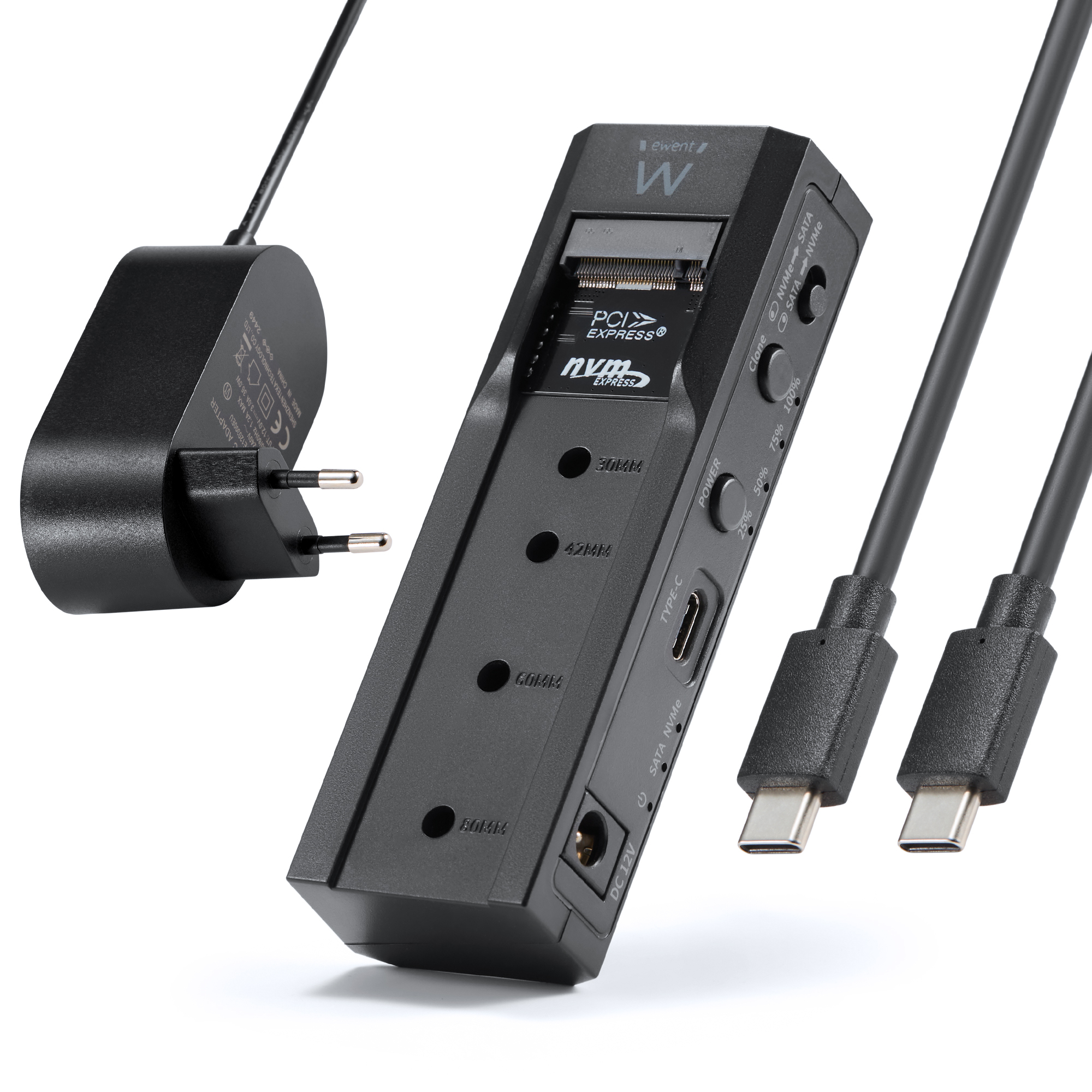 Docking Station USB 3.2 Gen2 10Gbps per M.2 NVMe/SSD/HDD 2.5"/HDD 3.5" clonazione cavo USB-C