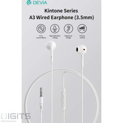 Auricolari Devia Smart A3 con Mic e Controllo 1.2 mt Bianco