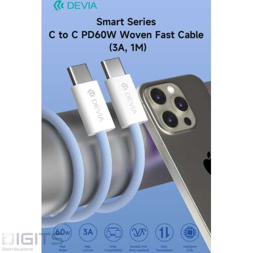 Cavo carica rapida PD in Nylon da Tipo-C a Tipo-C 60W 1Mt