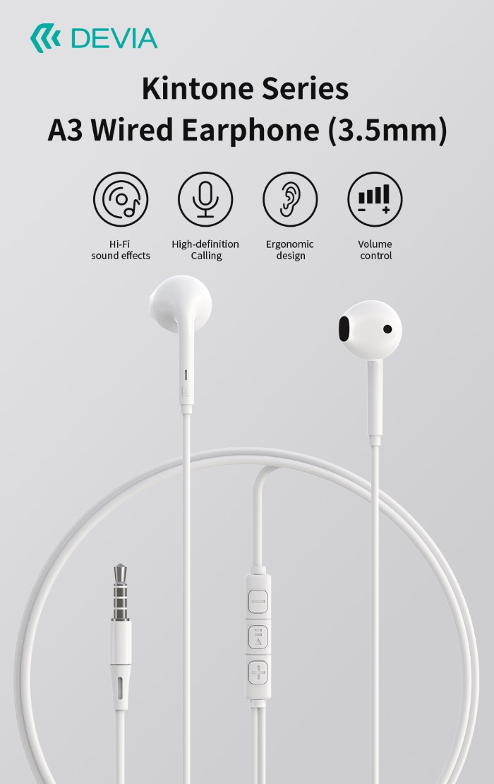 Auricolari Devia Smart A3 Con Mic E Controllo 1.2 Mt Bianco