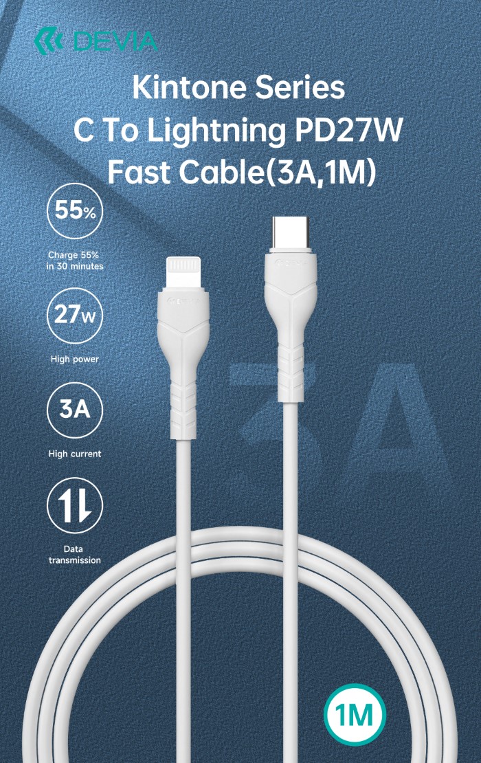Kintone Cavo Da Tipo-C A Lightning 5V 27W 1Mt Carica E Dati
