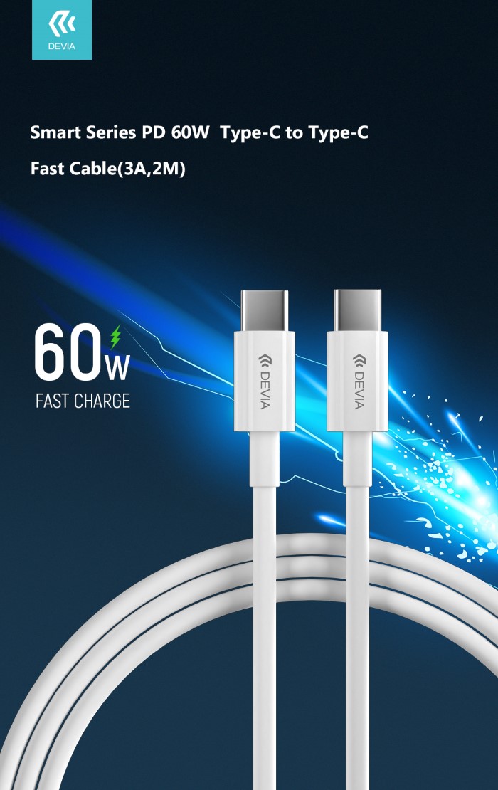 Cavo In Nylon Carica Rapida Pd Tipo-C - Tipo-C 3A - 2Mt 60W