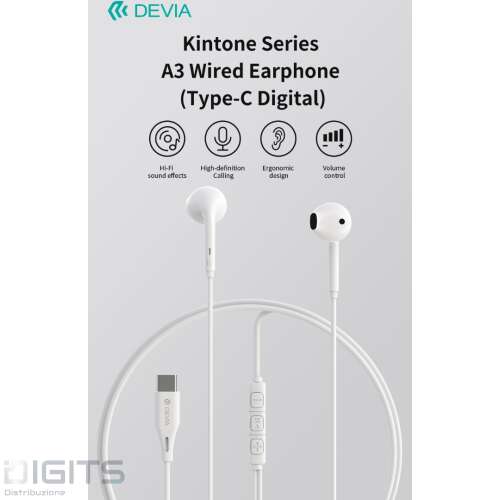 Auricolari A3 Digital Filo Con Connettore Tipo-C Compatibile Android E Apple