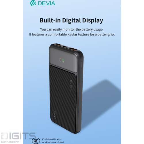 Power Bank Devia 22,5 W Con Display Digitale 10,000 Mah Black