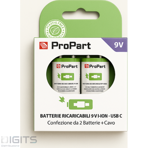 Batterie 9V Ricaricabili Usb-C 3700Mwh &ndash; Confezione Da 2