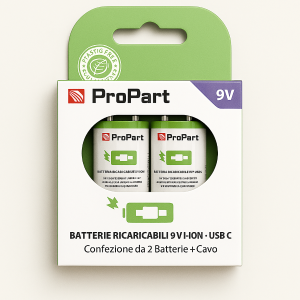 Batterie 9V Ricaricabili Usb-C 3700Mwh &ndash; Confezione Da 2