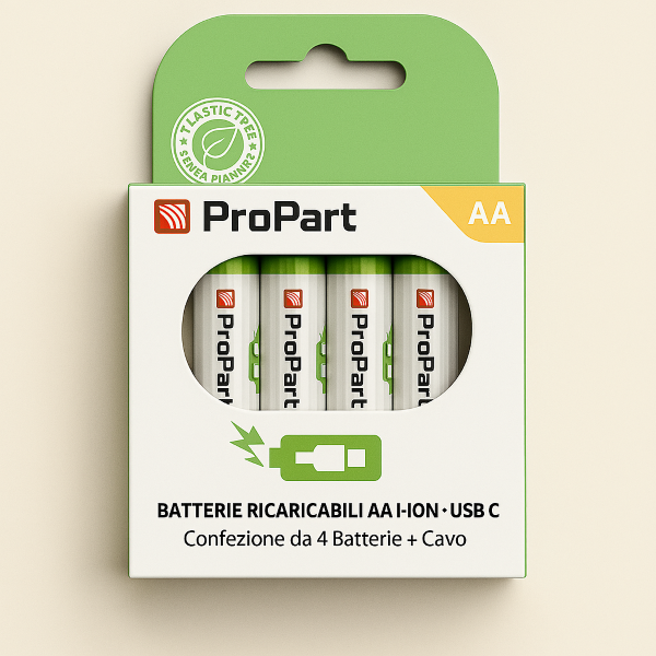 Batterie Aa Ricaricabili Usb-C 1.5V 2220Mwh - Confezione Da 4