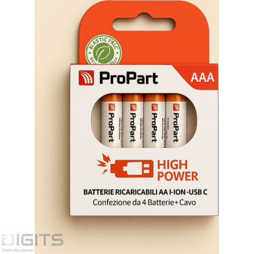 Batterie Aaa Ricaricabili Usb-C 1.5V 435Mah 814Mwh &ndash; Confezione Da 4