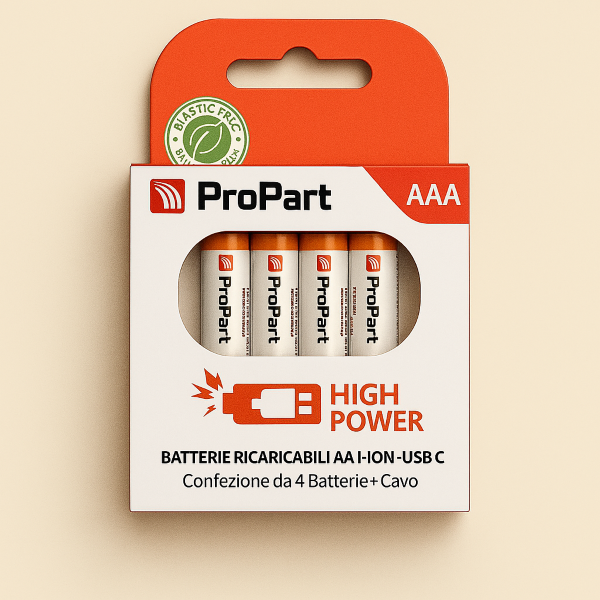 Batterie Aaa Ricaricabili Usb-C 1.5V 435Mah 814Mwh &ndash; Confezione Da 4