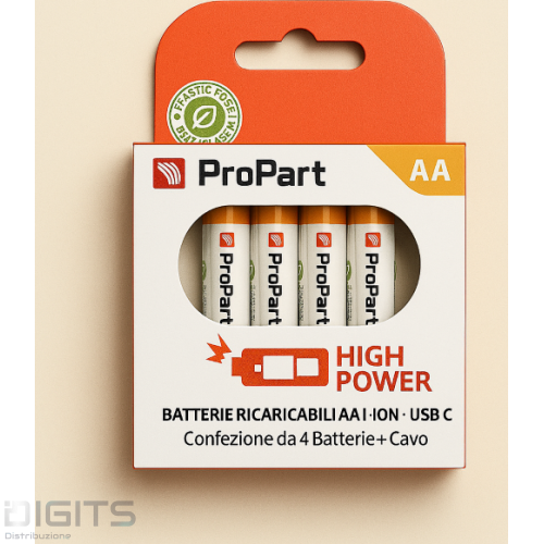 Batterie Aa Ricaricabili Usb-C 1.5V 3071Mwh 1750Mah&ndash; Confezione Da 4