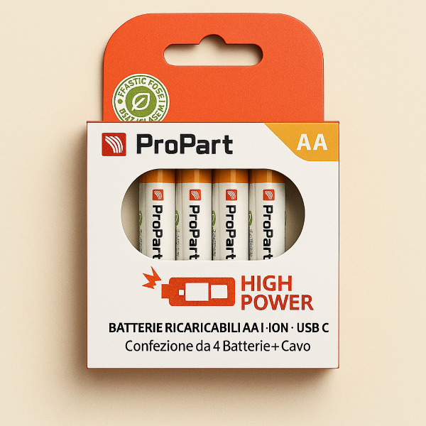 Batterie Aa Ricaricabili Usb-C 1.5V 3071Mwh 1750Mah&ndash; Confezione Da 4