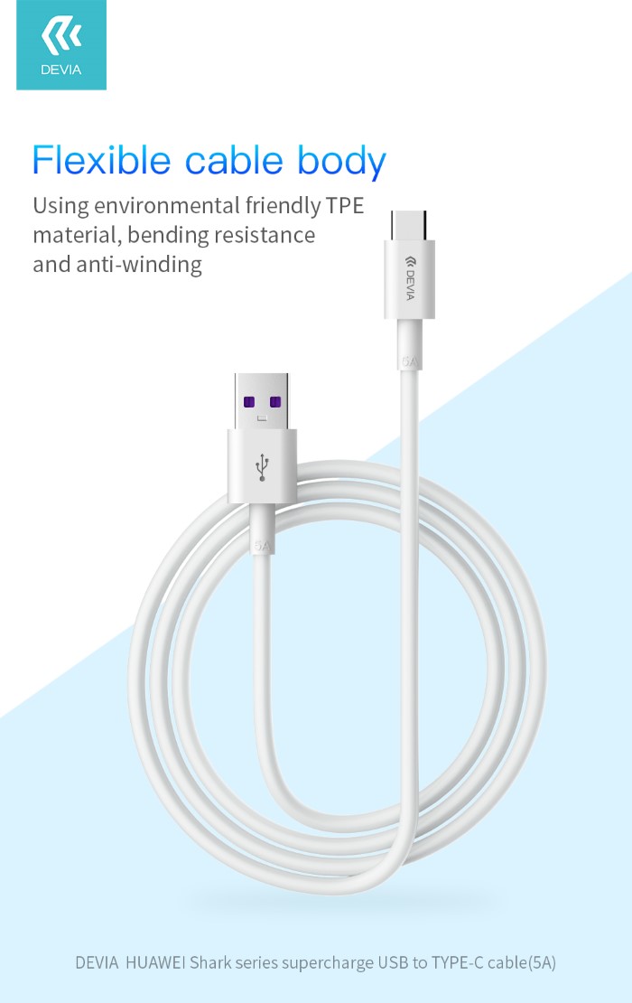 Cavo Carica Rapida Type-C 5A Lunghezza 1,5 Mt Bianco Usb 3