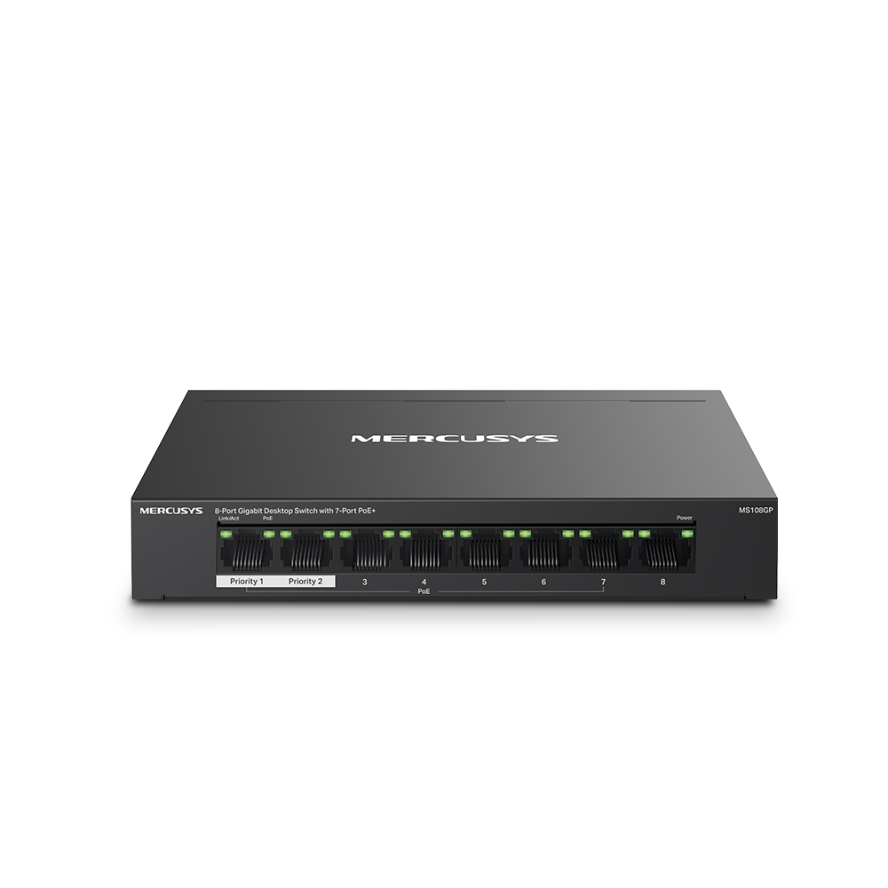 SWITCH 8 PORTE GIGABIT CON 7 PORTE POE+ MERCUSYS MS108GP