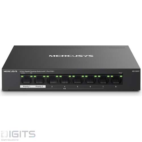 SWITCH 8 PORTE GIGABIT CON 7 PORTE POE+ MERCUSYS MS108GP