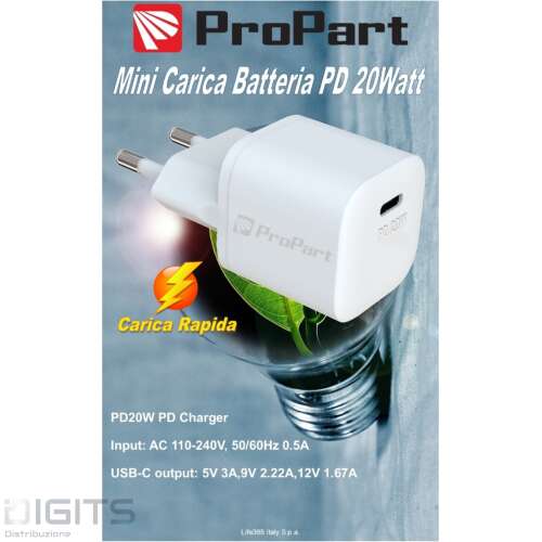 Mini Carica Batteria Rapido Pd 20W Uscita Tipo-C
