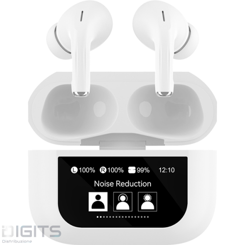 SGS AIR S5 LCD Auricolari Wireless TWS White con Display Touch